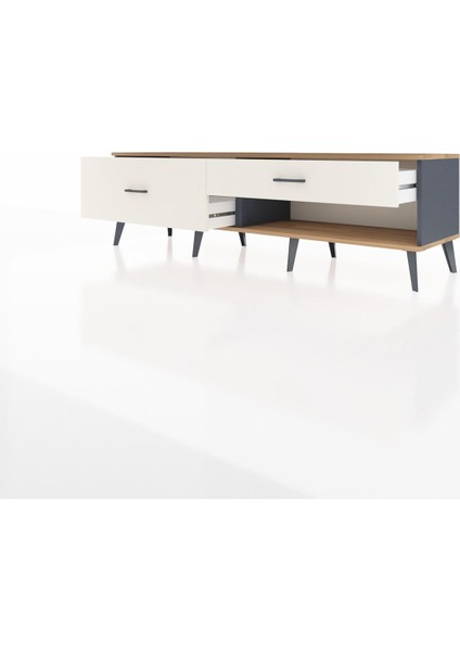 Hyperion Tv Ünitesi 2 Çekmeceli 176X44X51 Antrasit-Çam/aytaşı modelleri