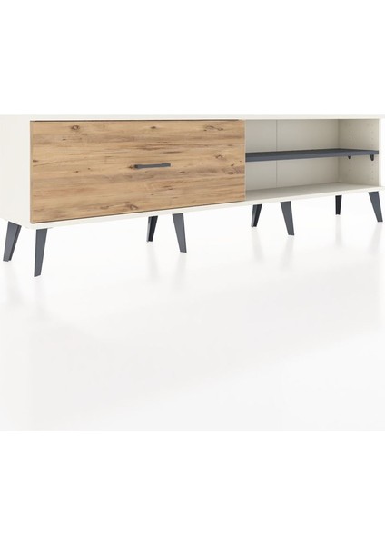 Arges Tv Ünitesi Tek Raflı Tek Çekmeceli 176X30X51 Aytaşı-Antrasit/çam fiyatları