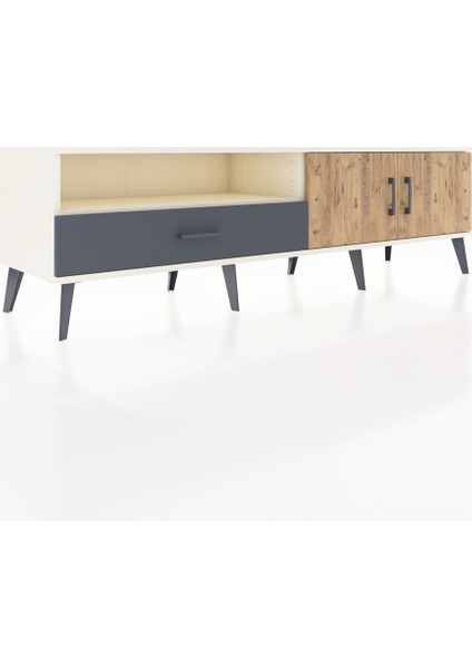 Hyperion Tv Ünitesi 2 Raflı Tek Çekmeceli 2 Kapaklı 176X44X51 Aytaşı-Çam/antrasit fiyatları