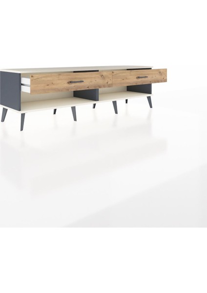 Hyperion Tv Ünitesi 2 Çekmeceli 176X44X51 Antrasit-Aytaşı/çam indirimleri