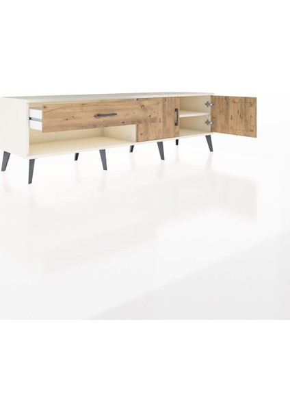 Hyperion Tv Ünitesi Tek Raflı Tek Çekmeceli 2 Kapaklı 176X44X51 Aytaşı-Çam/çam indirimleri