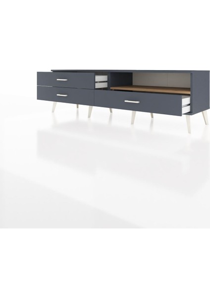 Hyperion Tv Ünitesi Tek Raflı 3 Çekmeceli 176X44X51 Antrasit-Çam/antrasit modelleri