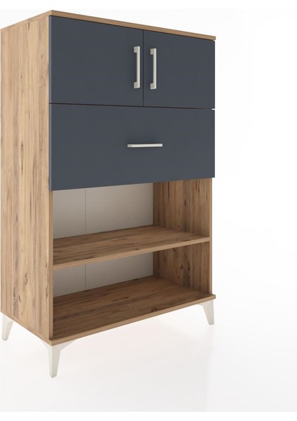 Hyperion Dolap 2 Raflı Tek Çekmeceli 2 Kapaklı 88X44X134 Çam-Antrasit fiyatları