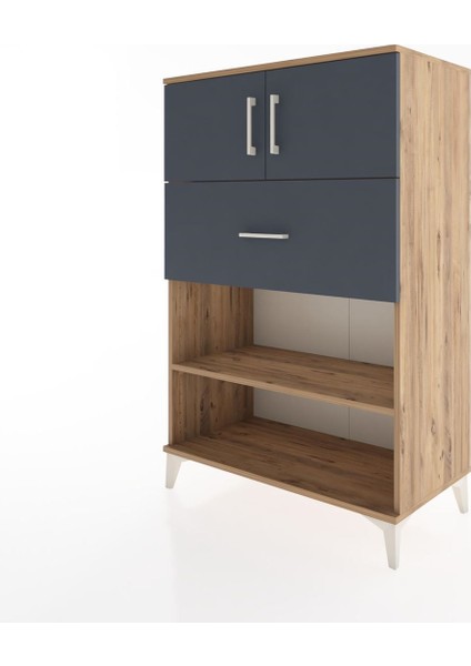 Hyperion Dolap 2 Raflı Tek Çekmeceli 2 Kapaklı 88X44X134 Çam-Antrasit modelleri