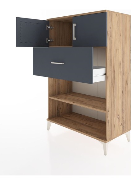 Hyperion Dolap 2 Raflı Tek Çekmeceli 2 Kapaklı 88X44X134 Çam-Antrasit fırsatları