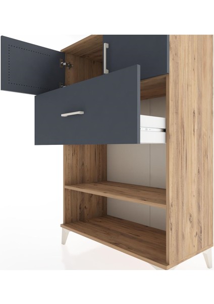 Hyperion Dolap 2 Raflı Tek Çekmeceli 2 Kapaklı 88X44X134 Çam-Antrasit indirimleri