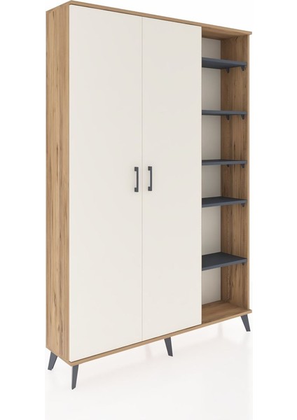 Arges Dolap 7 Raflı 2 Kapaklı Tek Askılı 132X30X195 Çam-Aytaşı/antrasit fiyatları