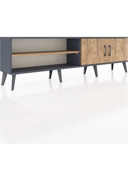 Arges Tv Ünitesi 2 Raflı 2 Kapaklı 176X30X51 Antrasit-Çam/çam fiyatları