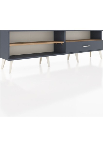Arges Tv Ünitesi 2 Raflı Tek Çekmeceli 176X30X51 Antrasit-Çam/antrasit fiyatları