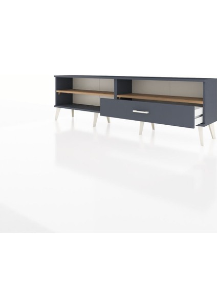 Arges Tv Ünitesi 2 Raflı Tek Çekmeceli 176X30X51 Antrasit-Çam/antrasit modelleri