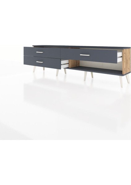 Arges Tv Ünitesi 3 Çekmeceli 176X30X51 Çam-Antrasit/antrasit modelleri