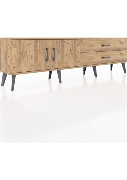 Arges Tv Ünitesi Tek Raflı 2 Çekmeceli 2 Kapaklı 176X30X51 Çam-Çam/çam fiyatları