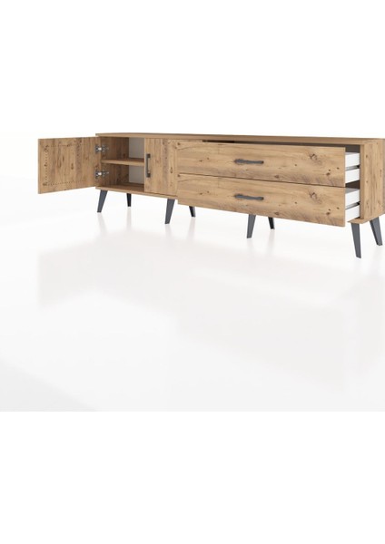 Arges Tv Ünitesi Tek Raflı 2 Çekmeceli 2 Kapaklı 176X30X51 Çam-Çam/çam modelleri