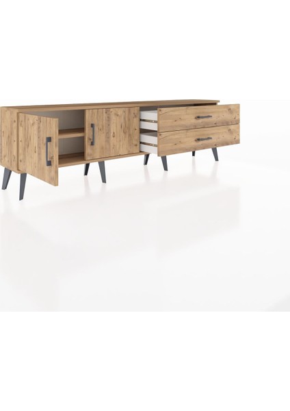 Arges Tv Ünitesi Tek Raflı 2 Çekmeceli 2 Kapaklı 176X30X51 Çam-Çam/çam indirimleri