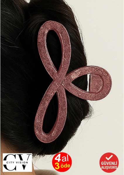 Simli Gül Kurusu Renk Kurdele Model Mandal Toka 11 cm - Şık ve Dayanıklı