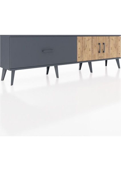 Arges Tv Ünitesi Tek Raflı Tek Çekmeceli 2 Kapaklı 176X30X51 Antrasit-Çam/antrasit fiyatları