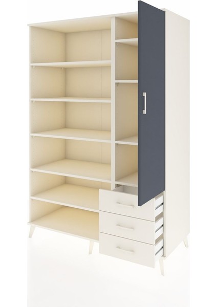 Kronos Dolap 9 Raflı 3 Çekmeceli Tek Kapaklı 132X59X195 Aytaşı-Antrasit/aytaşı modelleri