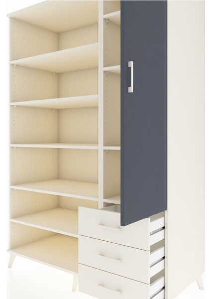 Kronos Dolap 9 Raflı 3 Çekmeceli Tek Kapaklı 132X59X195 Aytaşı-Antrasit/aytaşı fırsatları