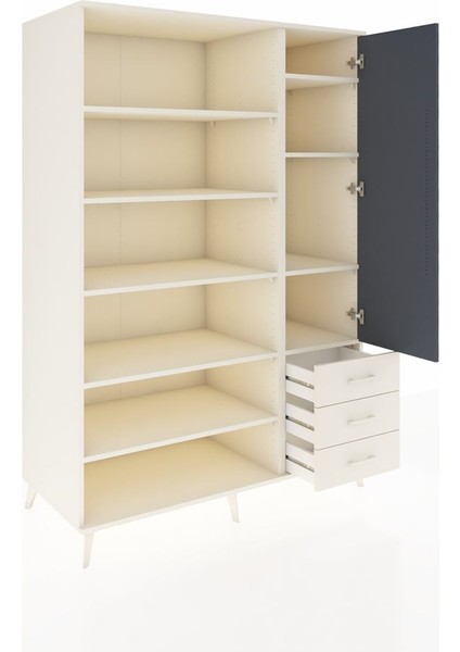 Kronos Dolap 9 Raflı 3 Çekmeceli Tek Kapaklı 132X59X195 Aytaşı-Antrasit/aytaşı indirimleri