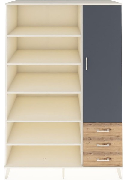 Kronos Dolap 9 Raflı 3 Çekmeceli Tek Kapaklı 132X59X195 Aytaşı-Antrasit/çam