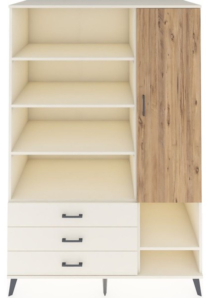 Kronos Dolap 9 Raflı 3 Çekmeceli Tek Kapaklı 132X59X195 Aytaşı-Çam/aytaşı