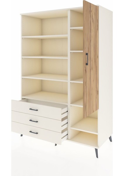 Kronos Dolap 9 Raflı 3 Çekmeceli Tek Kapaklı 132X59X195 Aytaşı-Çam/aytaşı modelleri