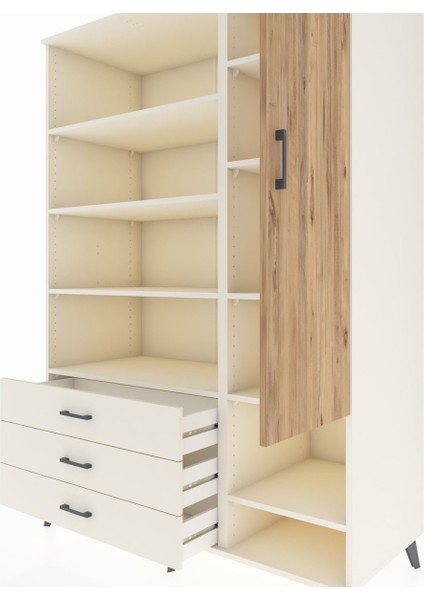 Kronos Dolap 9 Raflı 3 Çekmeceli Tek Kapaklı 132X59X195 Aytaşı-Çam/aytaşı fırsatları