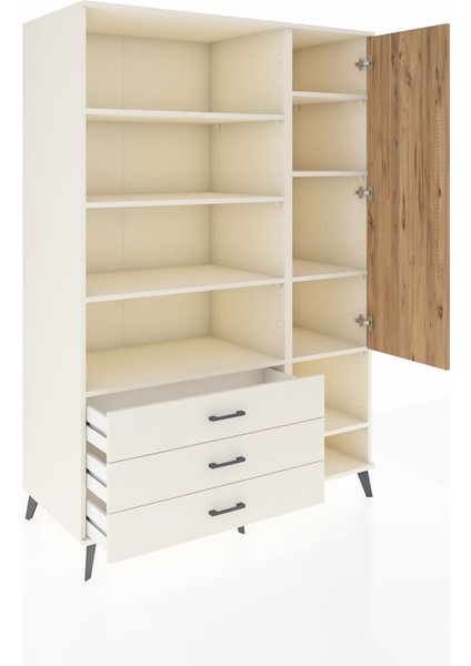 Kronos Dolap 9 Raflı 3 Çekmeceli Tek Kapaklı 132X59X195 Aytaşı-Çam/aytaşı indirimleri