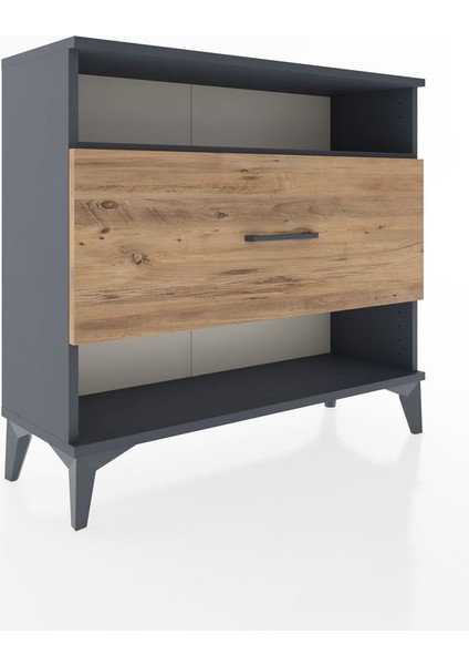 Arges Şifonyer Tek Raflı Tek Çekmeceli 88X30X80 Antrasit-Çam fiyatları