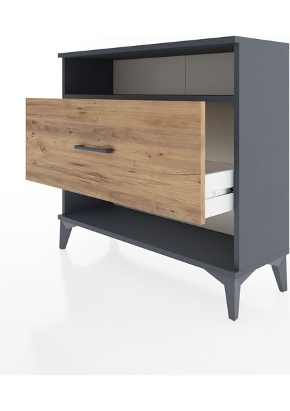 Arges Şifonyer Tek Raflı Tek Çekmeceli 88X30X80 Antrasit-Çam fırsatları