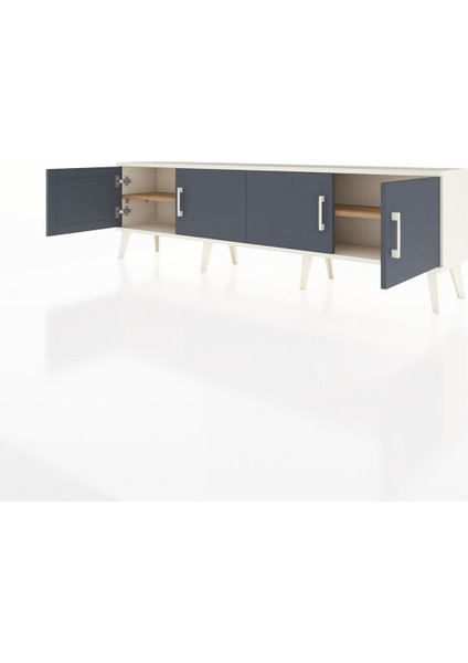 Arges Tv Ünitesi 2 Raflı 4 Kapaklı 176X30X51 Aytaşı-Antrasit/çam modelleri