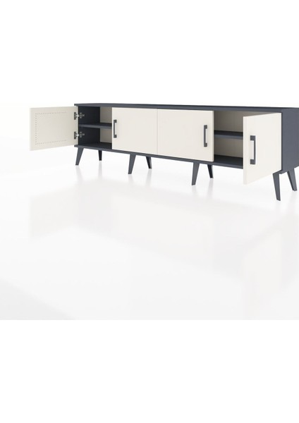 Arges Tv Ünitesi 2 Raflı 4 Kapaklı 176X30X51 Antrasit-Aytaşı/antrasit modelleri