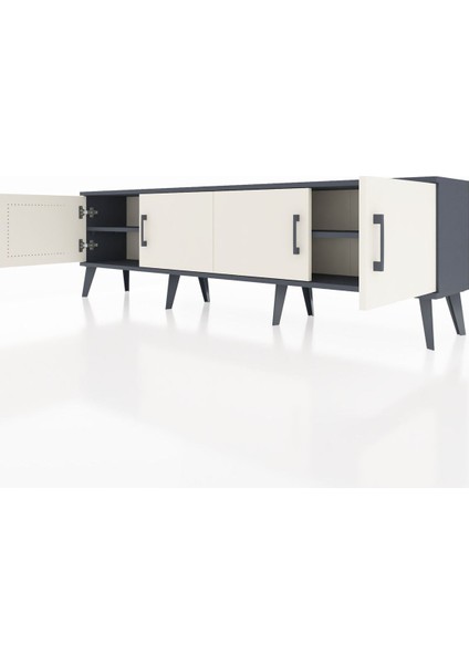 Arges Tv Ünitesi 2 Raflı 4 Kapaklı 176X30X51 Antrasit-Aytaşı/antrasit fırsatları