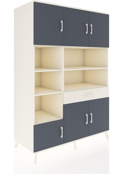 Kronos Dolap 10 Raflı Tek Çekmeceli 6 Kapaklı 132X59X195 Aytaşı-Antrasit/aytaşı fiyatları