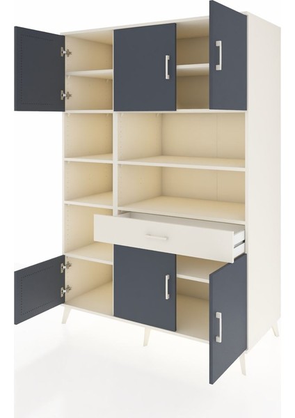 Kronos Dolap 10 Raflı Tek Çekmeceli 6 Kapaklı 132X59X195 Aytaşı-Antrasit/aytaşı modelleri