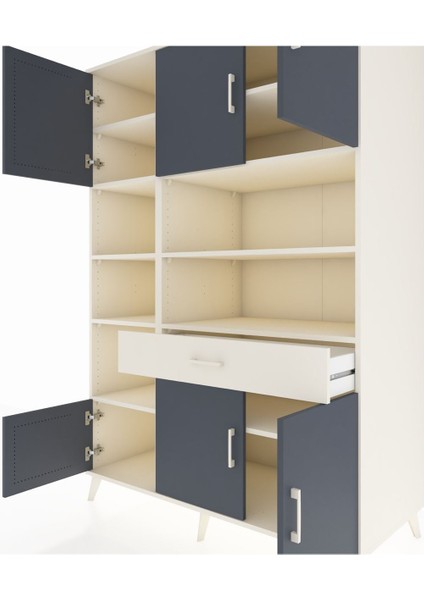 Kronos Dolap 10 Raflı Tek Çekmeceli 6 Kapaklı 132X59X195 Aytaşı-Antrasit/aytaşı fırsatları