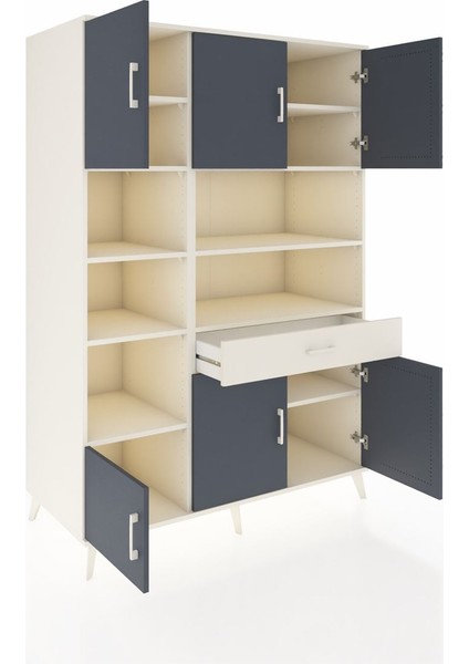 Kronos Dolap 10 Raflı Tek Çekmeceli 6 Kapaklı 132X59X195 Aytaşı-Antrasit/aytaşı indirimleri