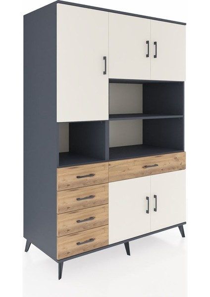 Kronos Dolap 9 Raflı 5 Çekmeceli 5 Kapaklı 132X59X195 Antrasit-Aytaşı/çam fiyatları