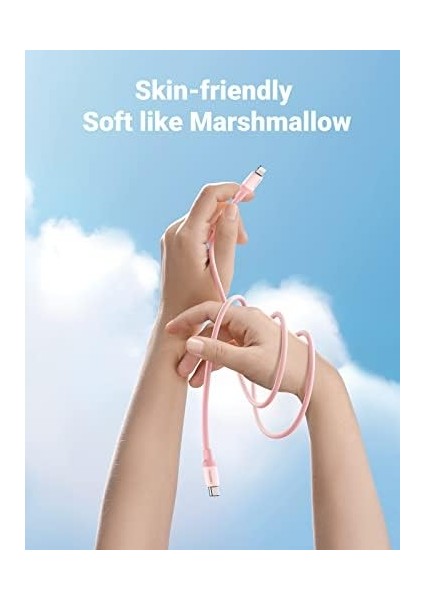 Ugreen Lightning To Usb-C 3A Pd Mfi Sertifikalı Hızlı Şarj Kablosu, 1 Metre, Pembe modelleri