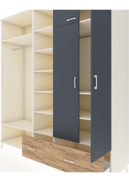 Kronos Dolap 12 Raflı 2 Çekmeceli 2 Askılı 220X59X243 Aytaşı-Antrasit/çam fırsatları