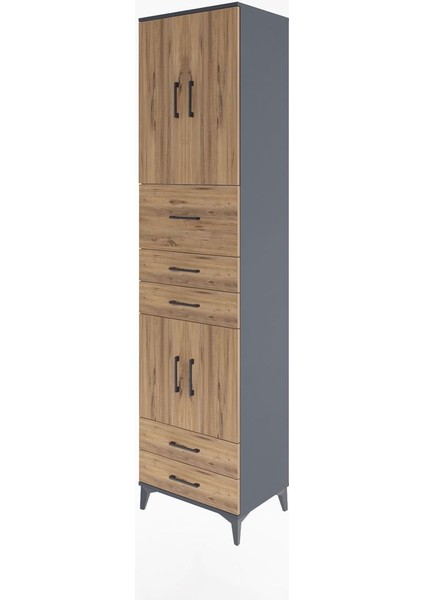 Hyperion Dolap 4 Raflı 5 Çekmeceli 4 Kapaklı 60X44X243 Antrasit-Çam modelleri