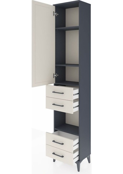 Arges Dolap 4 Raflı 4 Çekmeceli Tek Kapaklı 44X30X221 Antrasit-Aytaşı fırsatları