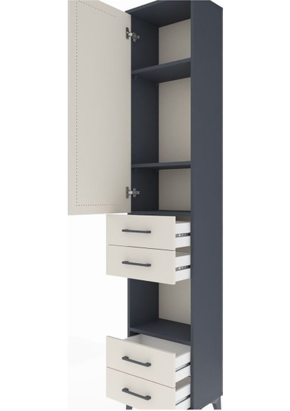 Arges Dolap 4 Raflı 4 Çekmeceli Tek Kapaklı 44X30X221 Antrasit-Aytaşı indirimleri