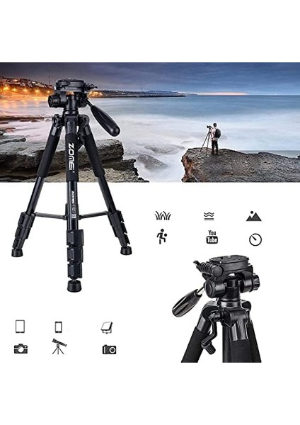 Profesyonel Q111 Taşınabilir 5kg Taşıma Kapasiteli 139,7CM Alüminyum Siyah modelleri