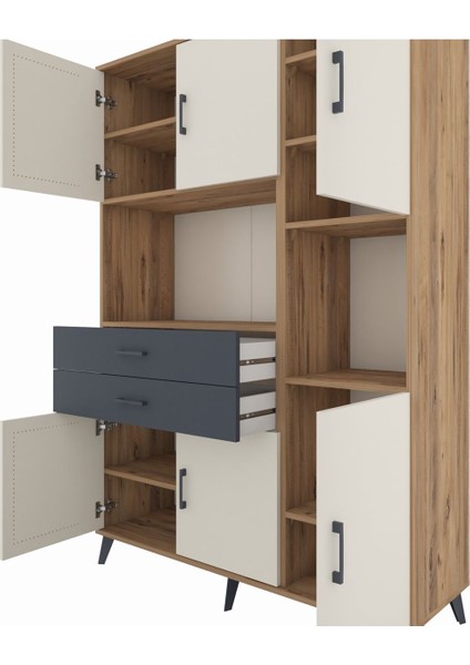 Hyperion Dolap 9 Raflı 2 Çekmeceli 6 Kapaklı 132X44X195 Çam-Aytaşı/antrasit fırsatları