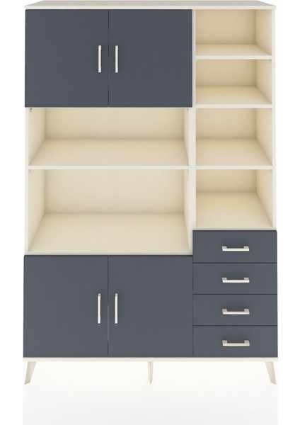 Hyperion Dolap 9 Raflı 4 Çekmeceli 4 Kapaklı 132X44X195 Aytaşı-Antrasit/antrasit