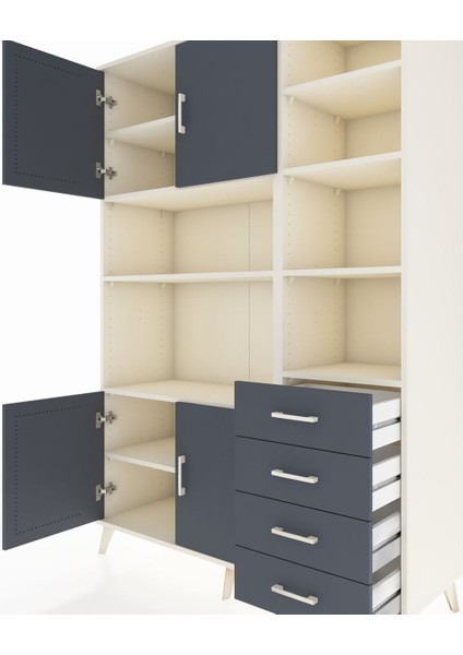 Hyperion Dolap 9 Raflı 4 Çekmeceli 4 Kapaklı 132X44X195 Aytaşı-Antrasit/antrasit fırsatları