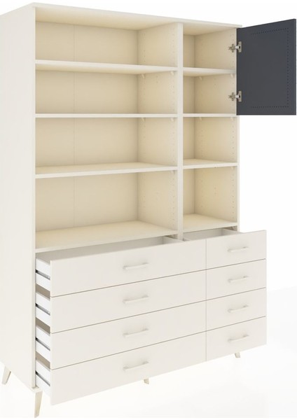 Hyperion Dolap 8 Raflı 8 Çekmeceli Tek Kapaklı 132X44X195 Aytaşı-Antrasit/aytaşı indirimleri