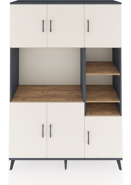 Hyperion Dolap 10 Raflı 6 Kapaklı 132X44X195 Antrasit-Aytaşı/çam