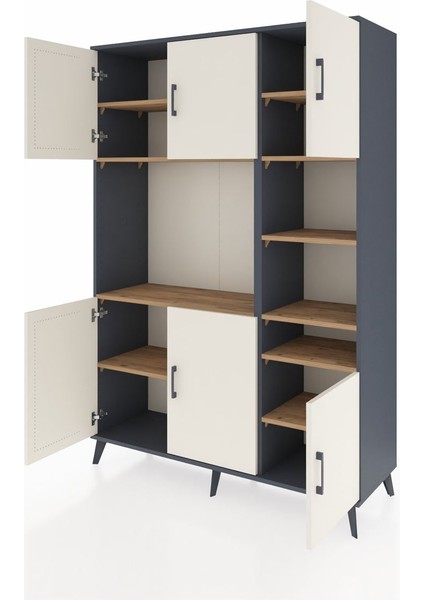 Hyperion Dolap 10 Raflı 6 Kapaklı 132X44X195 Antrasit-Aytaşı/çam modelleri